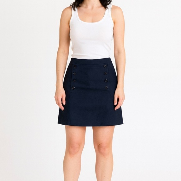 Ann Taylor Dresses & Skirts - Ann Taylor Navy A-Line Skirt with Button Detail